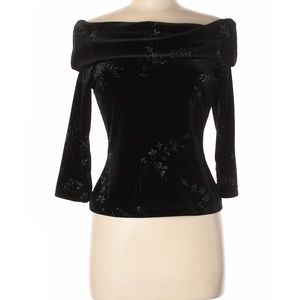 Off the shoulder black velvet top
